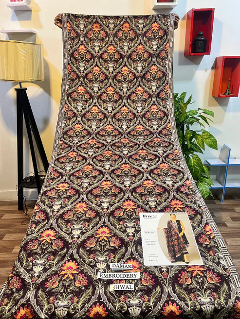 Fully Embroidered 3PC Dress With Heavy EMB Shawl - RC12