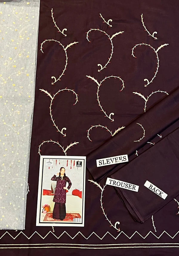 Kids 3PC Embroidered Lawn Dress With Net Dupatta RC106