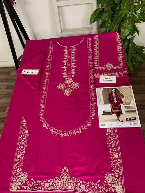 Embroidered 2Pc Dhanak Unstitched Winter Dress With EMB Patches - RC247