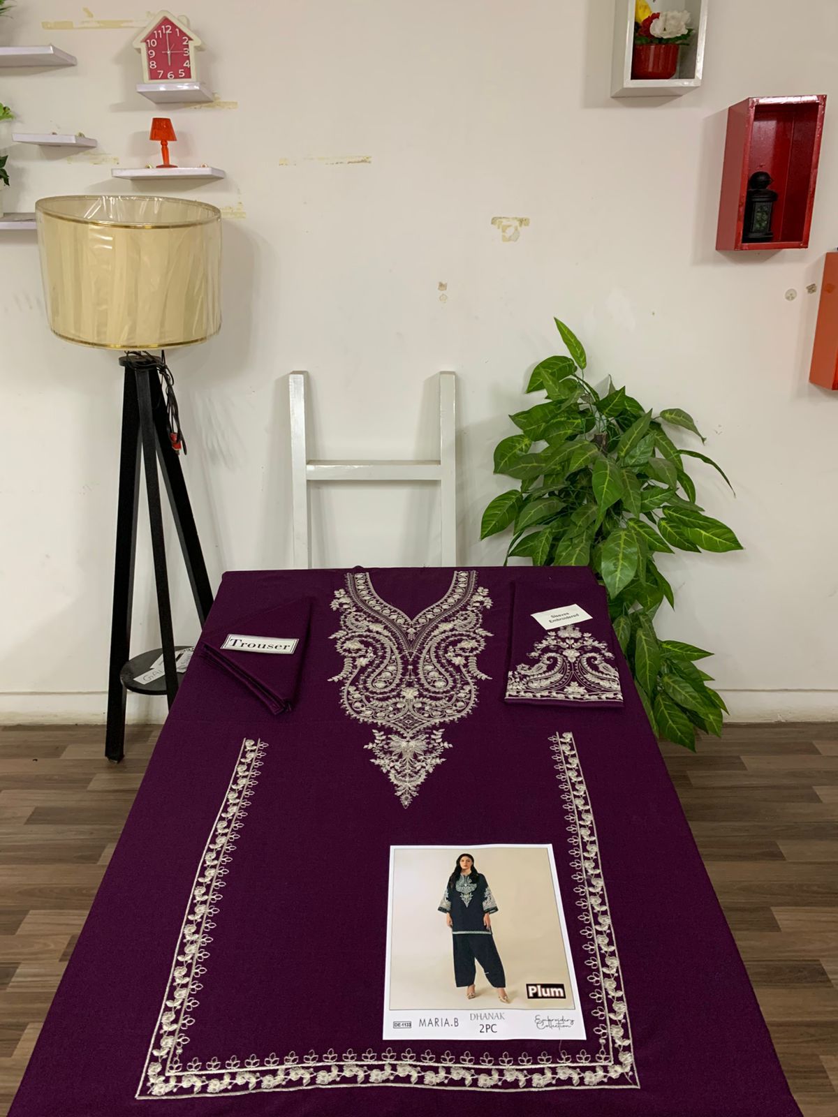 Embroidered 2Pc Dhanak Unstitched Winter Dress With EMB Patches D-215