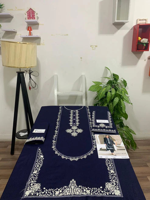 Embroidered 2Pc Dhanak Unstitched Winter Dress With EMB Patches - RC246