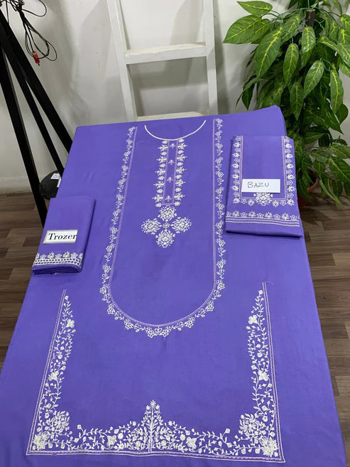 Embroidered 2Pc Dhanak Unstitched Winter Dress With EMB Patches -RC244