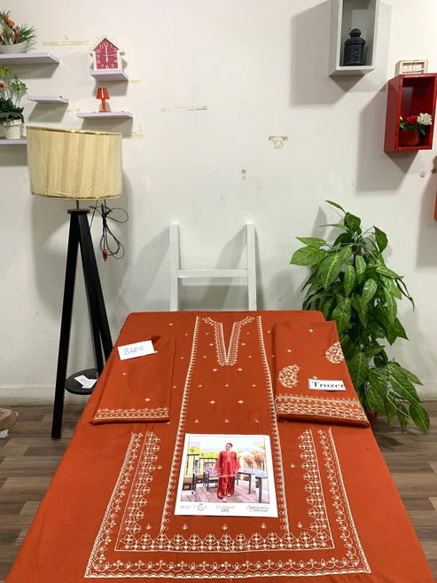 Embroidered 2Pc Dhanak Unstitched Winter Dress With EMB Patches - RC243