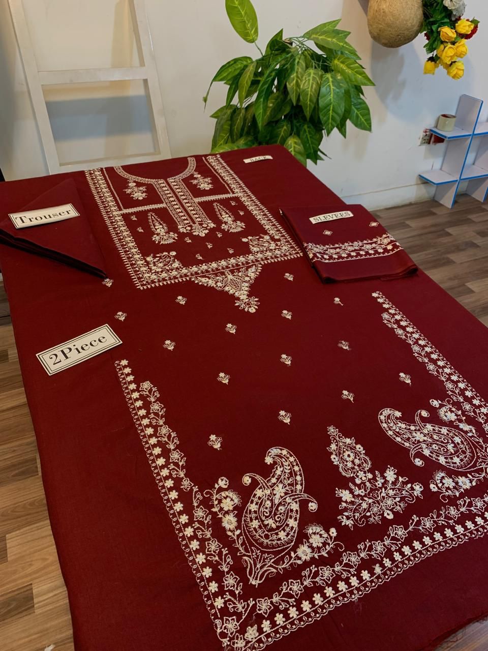 Embroidered 2Pc Dhanak Unstitched Winter Dress With EMB Patches -RC203