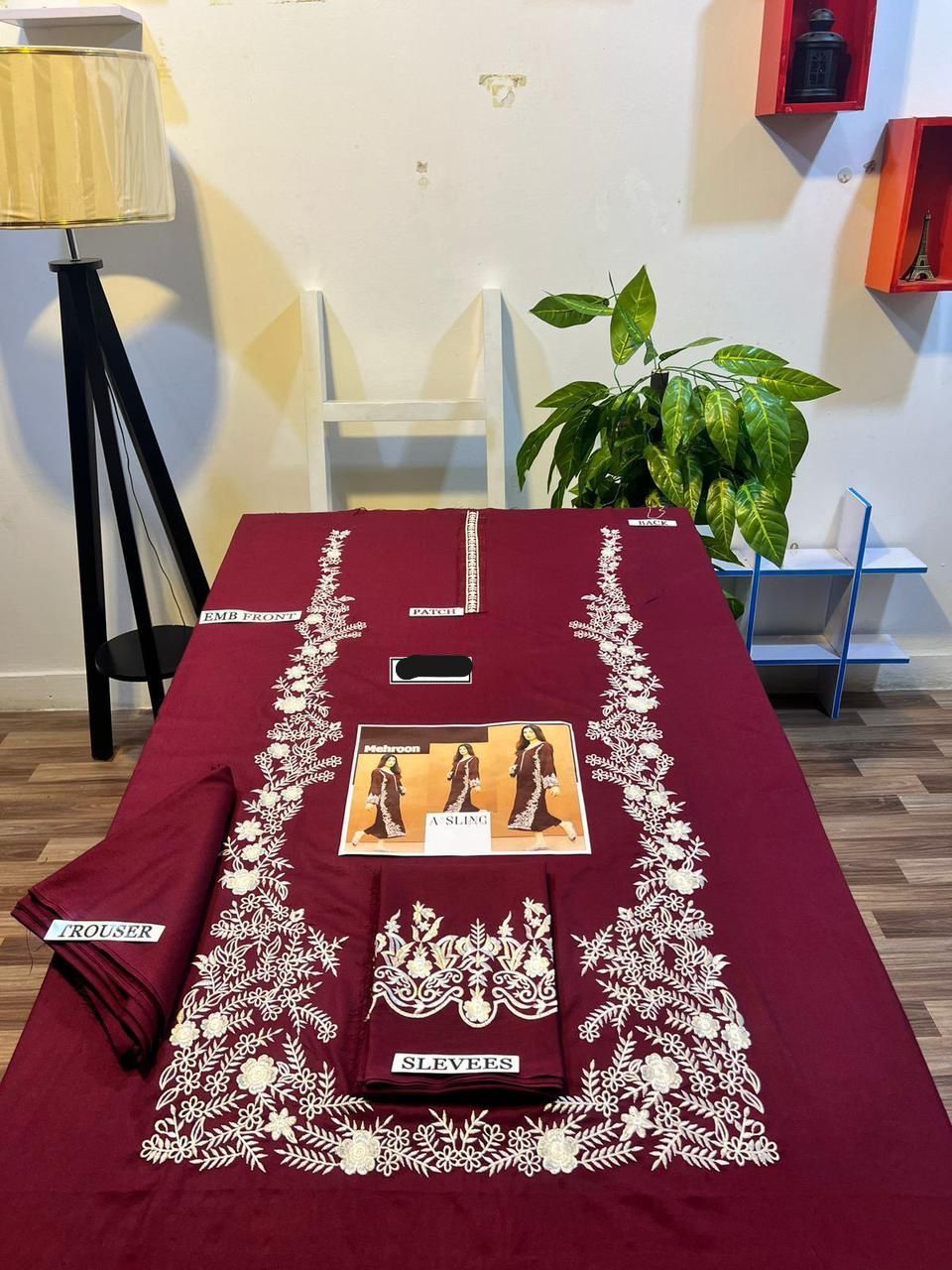 Embroidered 2Pc Dhanak Unstitched Winter Dress With EMB Patches - w76