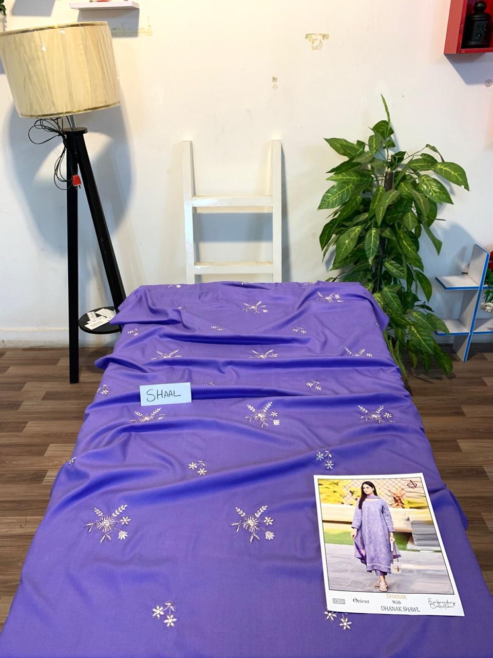 EMB 3PC Dhanak Unstitched Winter Dress With EMB Shawl-KD110