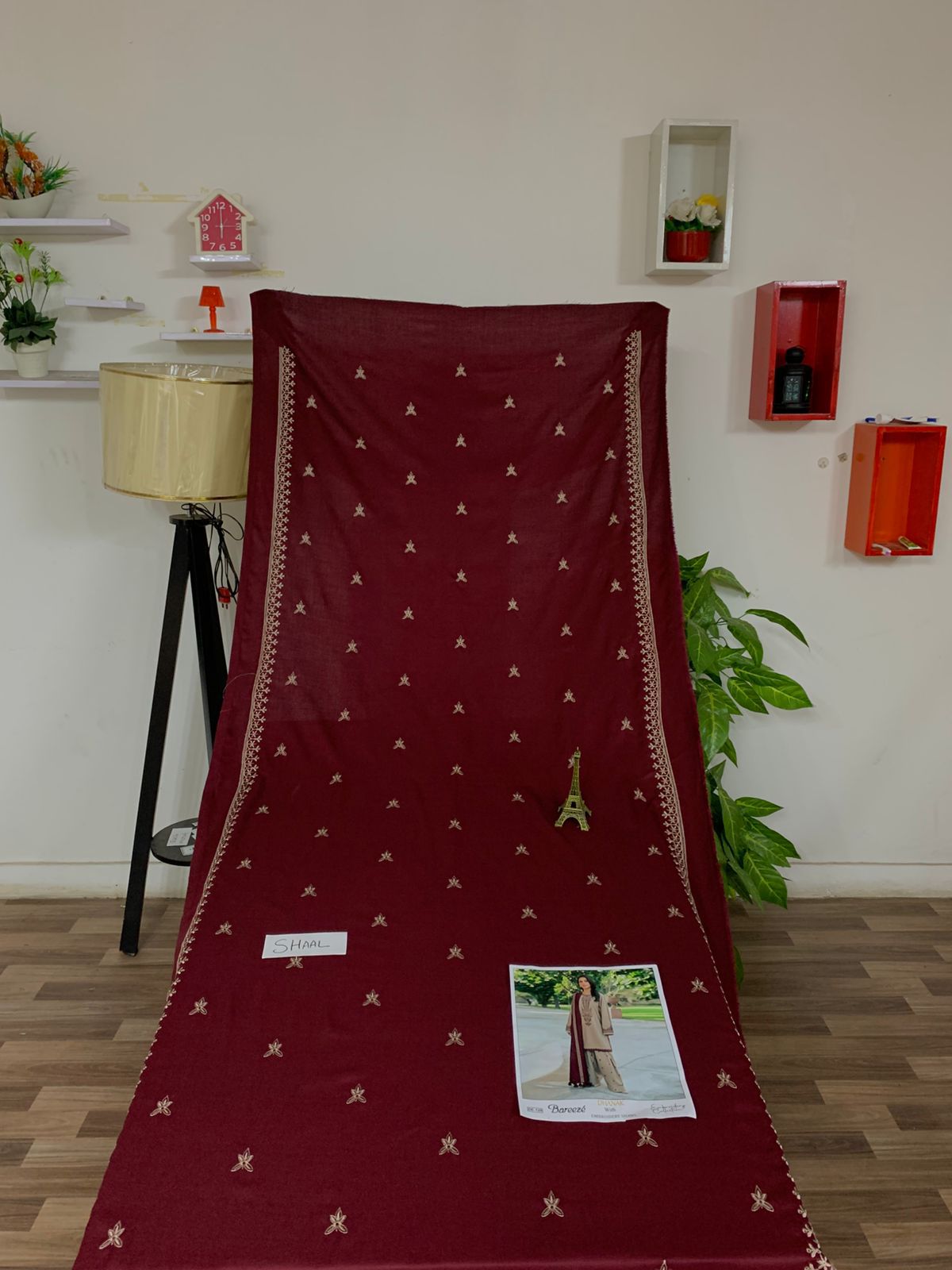 EMB 3PC Dhanak Unstitched Winter Dress With EMB Shawl-KD105