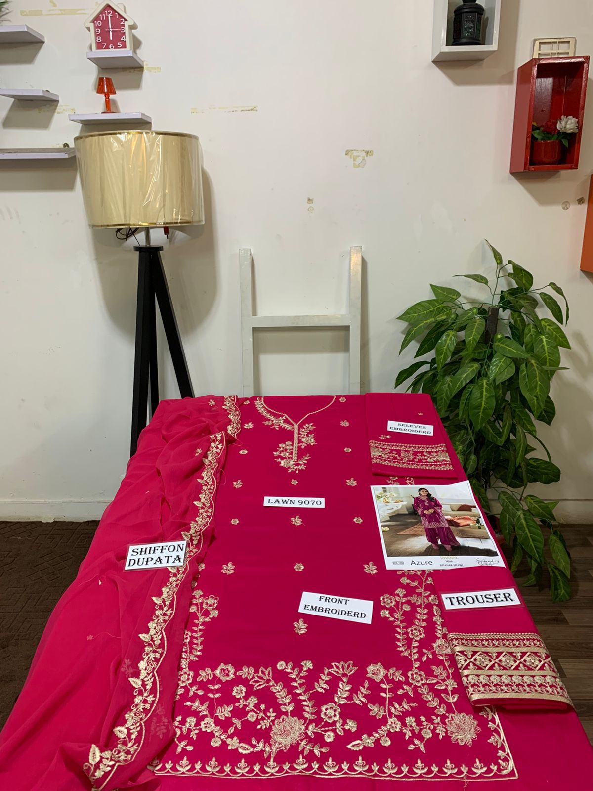 Emb 3PC Lawn Summer Dress With Chiffon EMB Dupatta -DE512