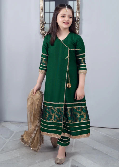 Kids 3PC Embroidered Lawn Dress With Net Dupatta RC108