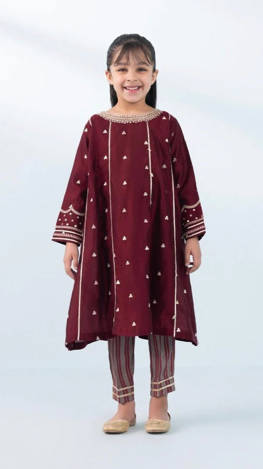 Kids 3PC Embroidered Lawn Dress With Net Dupatta RC111