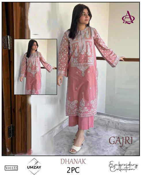 Embroidered 2Pc Dhanak Unstitched Winter Dress With EMB Patches -RC241