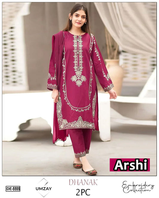 Embroidered 2Pc Dhanak Unstitched Winter Dress With EMB Patches P-57