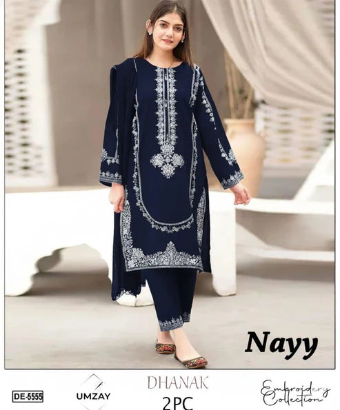 Embroidered 2Pc Dhanak Unstitched Winter Dress With EMB Patches - RC246