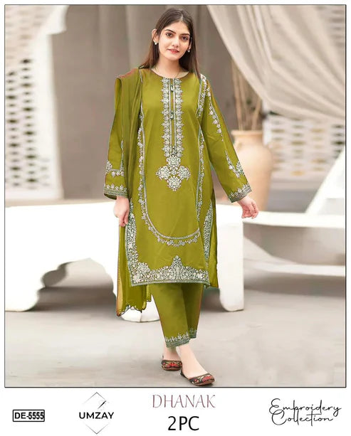 Embroidered 2Pc Dhanak Unstitched Winter Dress With EMB Patches -RC250
