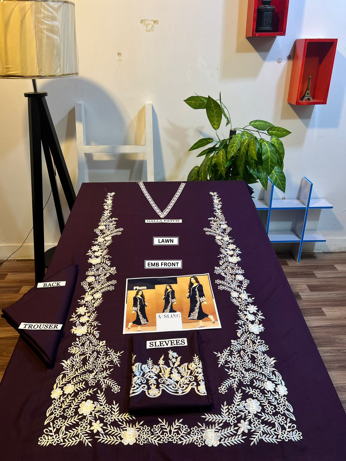 Embroidered 2Pc Dhanak Unstitched Winter Dress With EMB Patches - W70