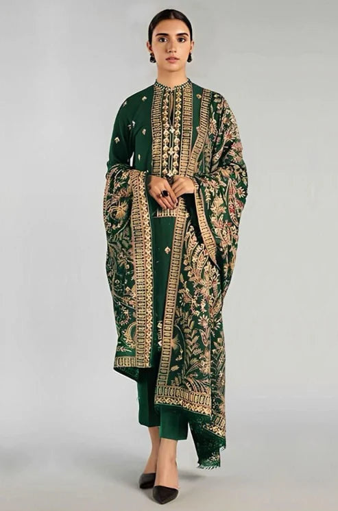 Fully Embroidered 3PC Dress With Heavy EMB Shawl - RC9