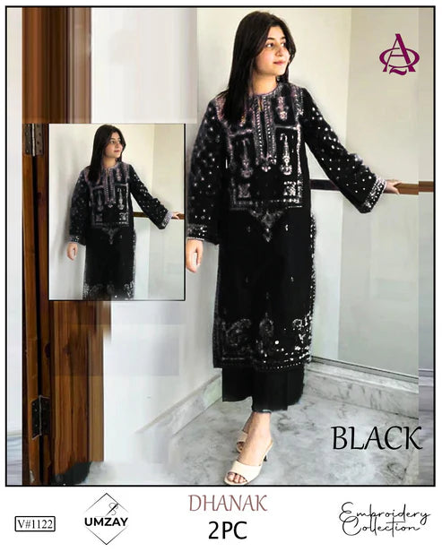 Embroidered 2Pc Dhanak Unstitched Winter Dress With EMB Patches -RC242