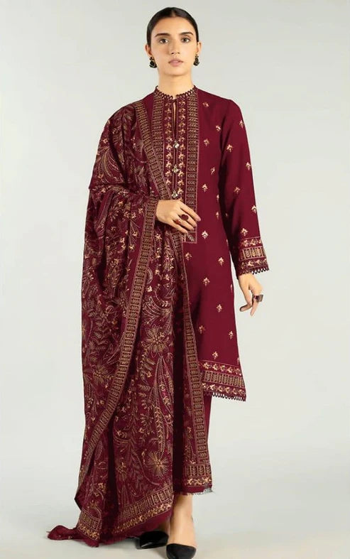 Fully Embroidered 3PC Dress With Heavy EMB Shawl - RC11