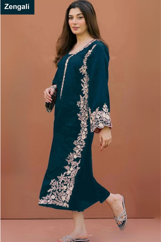 EMB 2Pc Dhanak Unstitched Winter Dress With EMB Patches - W71