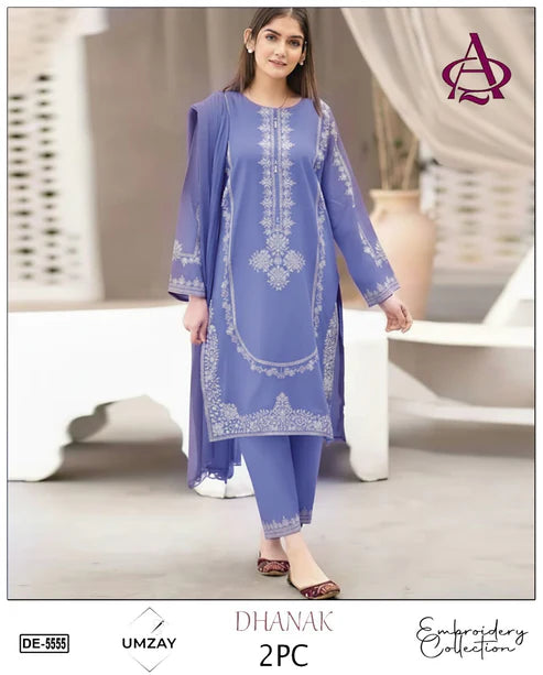 Embroidered 2Pc Dhanak Unstitched Winter Dress With EMB Patches -RC244
