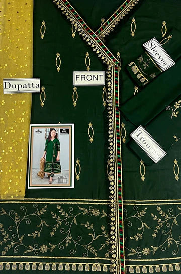 Kids 3PC Embroidered Lawn Dress With Net Dupatta RC108