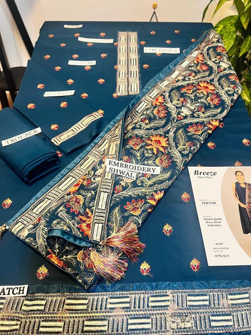 Fully Embroidered 3PC Dress With Heavy EMB Shawl - RC4