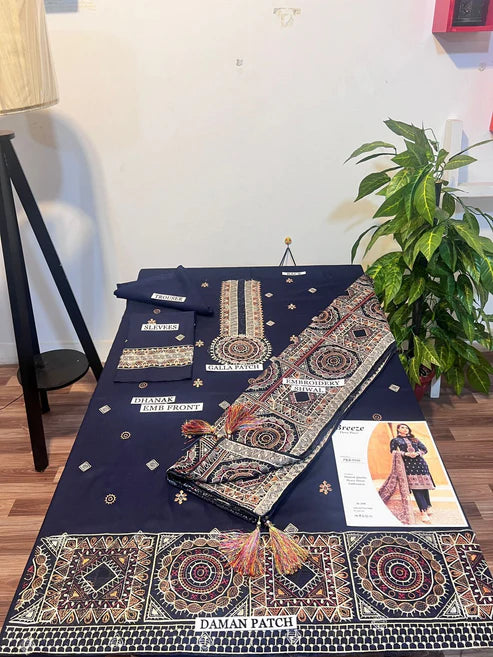 Fully Embroidered 3PC Dress With Heavy EMB Shawl - RC16