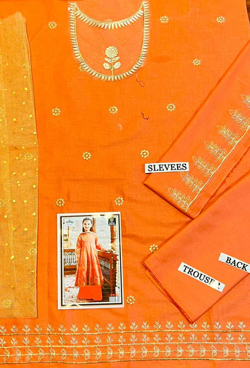 Kids 3PC Embroidered Lawn Dress With Net Dupatta RC110