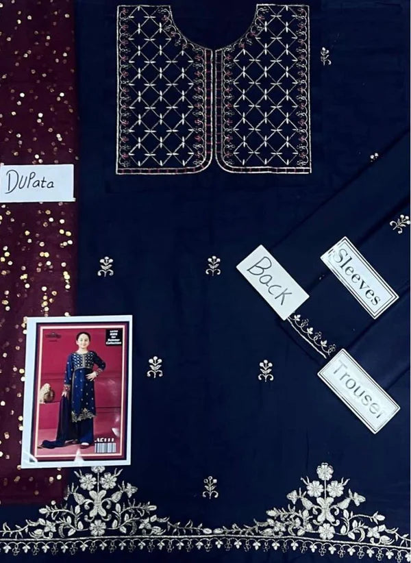 Kids 3PC Embroidered Lawn Dress With Net Dupatta RC105