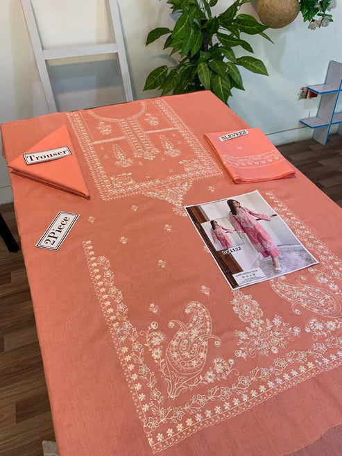 Embroidered 2Pc Dhanak Unstitched Winter Dress With EMB Patches -RC241