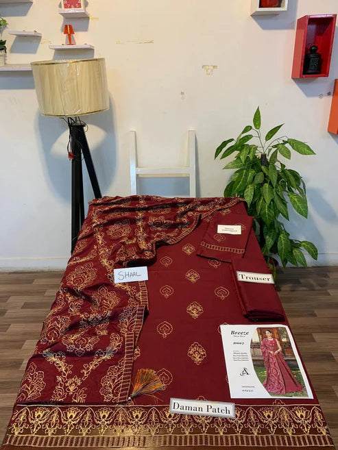 Fully Embroidered 3PC Dress With Heavy EMB Shawl - RC3