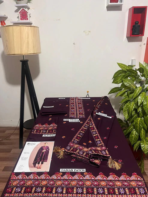 Fully Embroidered 3PC Dress With Heavy EMB Shawl - RC15