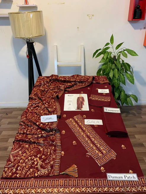 Fully Embroidered 3PC Dress With Heavy EMB Shawl - RC11