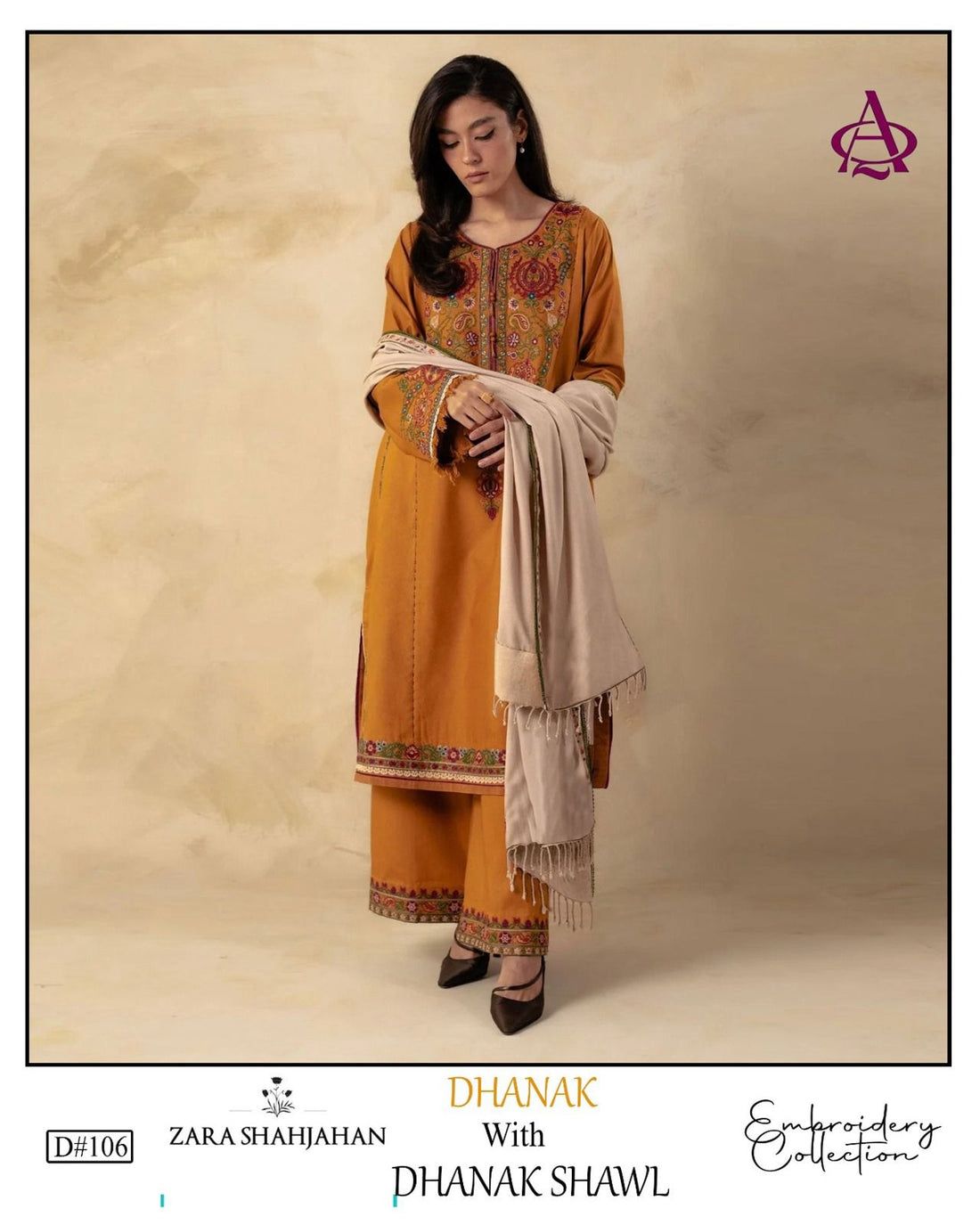Fully EMB 3PC Dhanak Unstitched Winter Dress With EMB Shawl - RC104