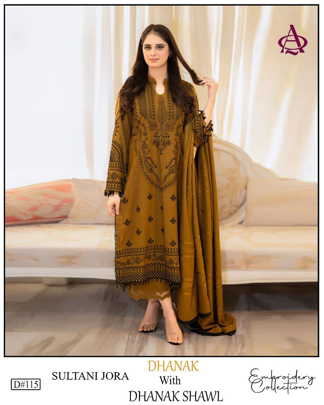 Fully EMB 3PC Dhanak Unstitched Winter Dress With EMB Shawl - RC102