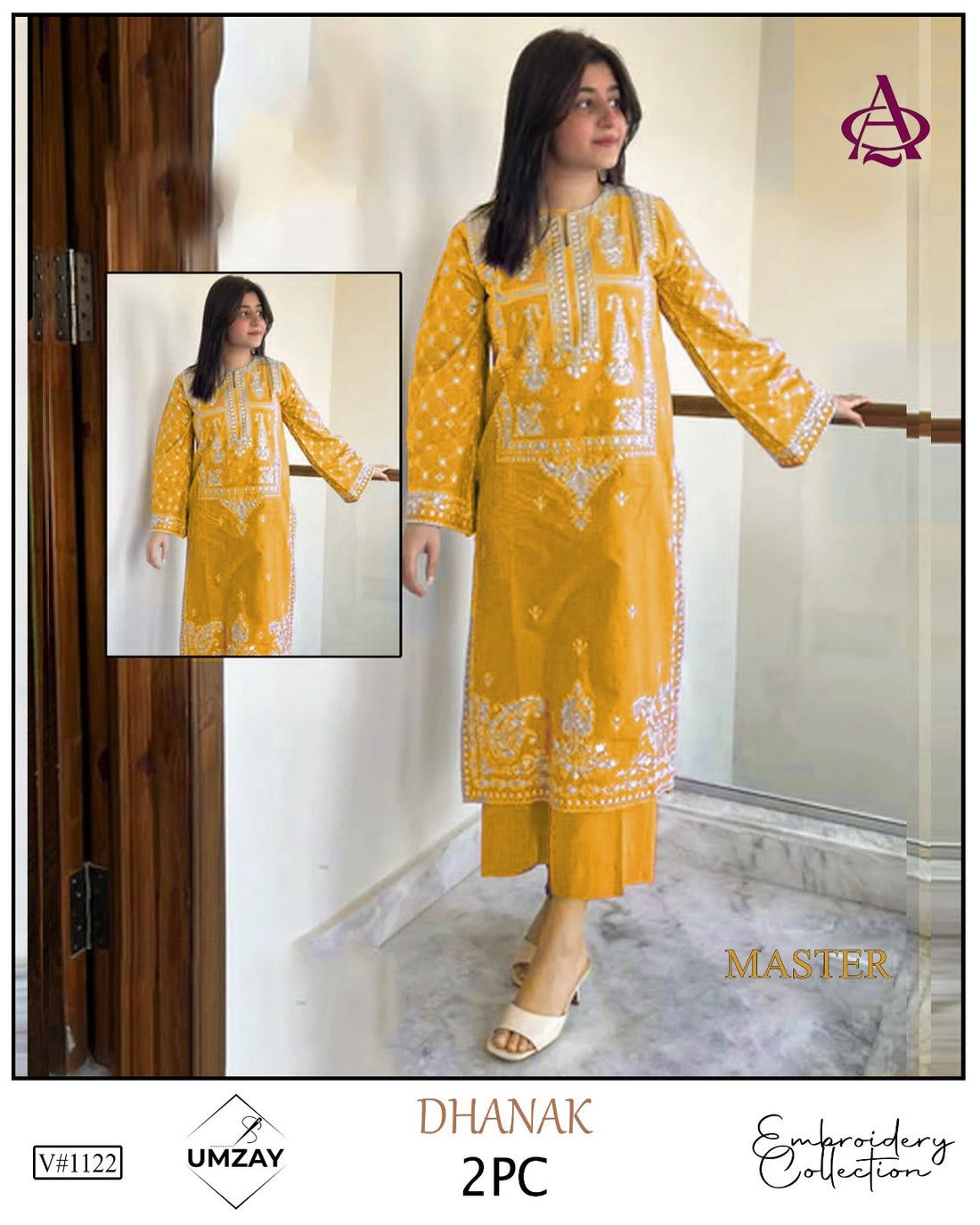 Embroidered 2Pc Dhanak Unstitched Winter Dress With EMB Patches -RC202