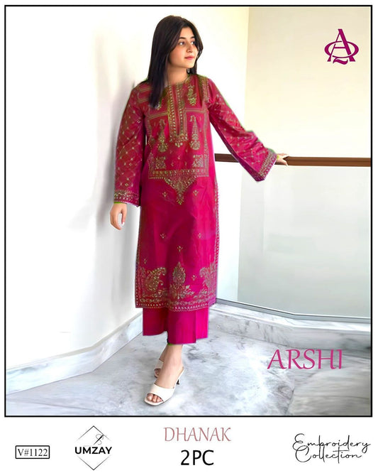 Embroidered 2Pc Dhanak Unstitched Winter Dress With EMB Patches -RC206