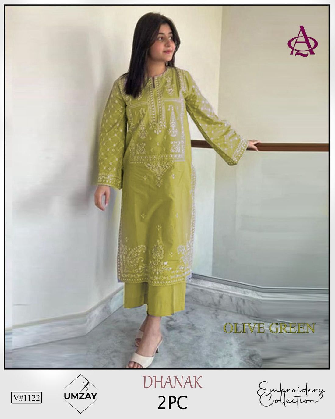 Embroidered 2Pc Dhanak Unstitched Winter Dress With EMB Patches -RC208