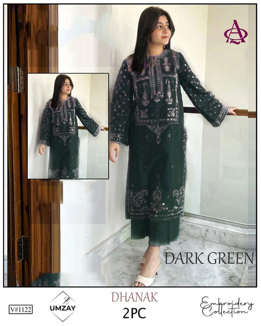 Embroidered 2Pc Dhanak Unstitched Winter Dress With EMB Patches -RC204