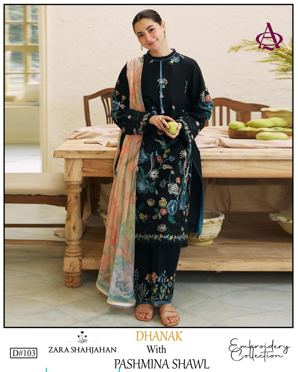 Fully EMB 3PC Dhanak Unstitched Winter Dress With EMB Shawl - RC115