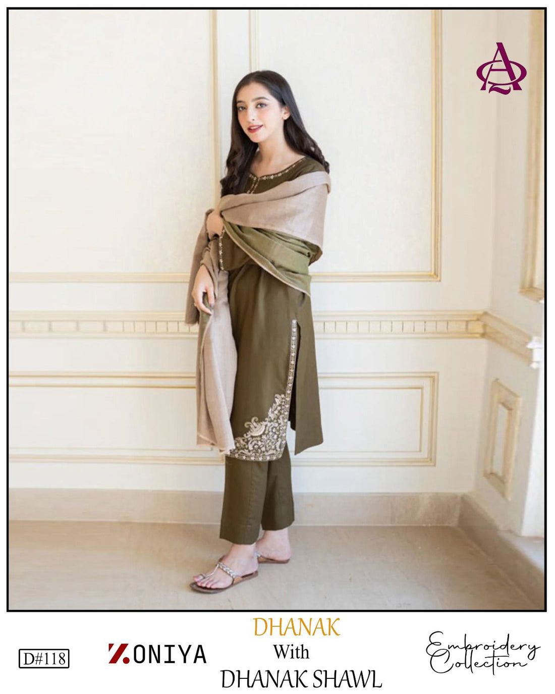 Fully EMB 3PC Dhanak Unstitched Winter Dress With EMB Shawl - RC112