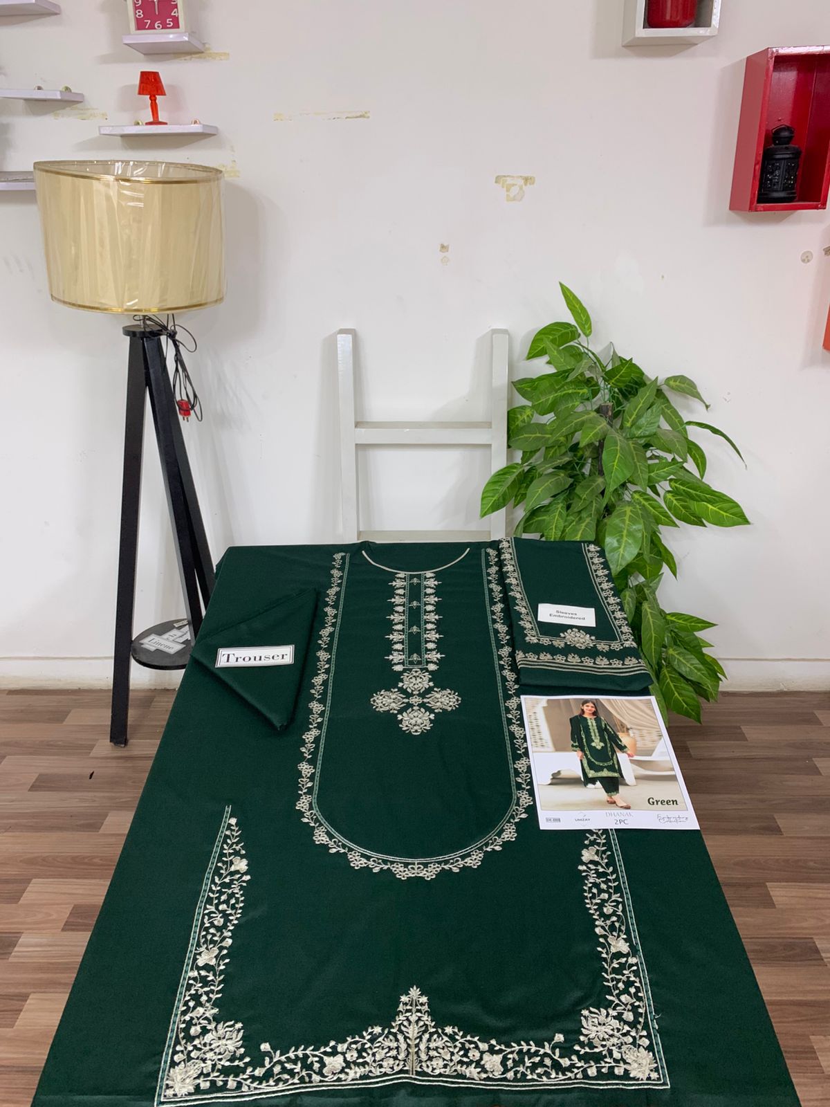 Embroidered 2Pc Dhanak Unstitched Winter Dress With EMB Patches  P-58