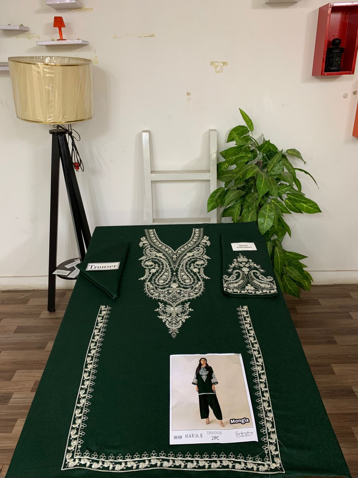 Embroidered 2Pc Dhanak Unstitched Winter Dress With EMB Patches D-214