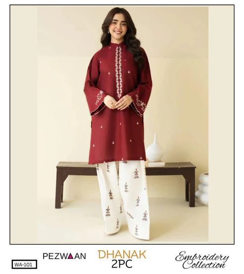 Embroidered 2Pc Dhanak Unstitched Winter Dress With EMB Patches - RC245