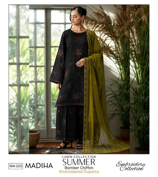 Emb 3PC Lawn Summer Dress With Chiffon EMB Dupatta -WA103