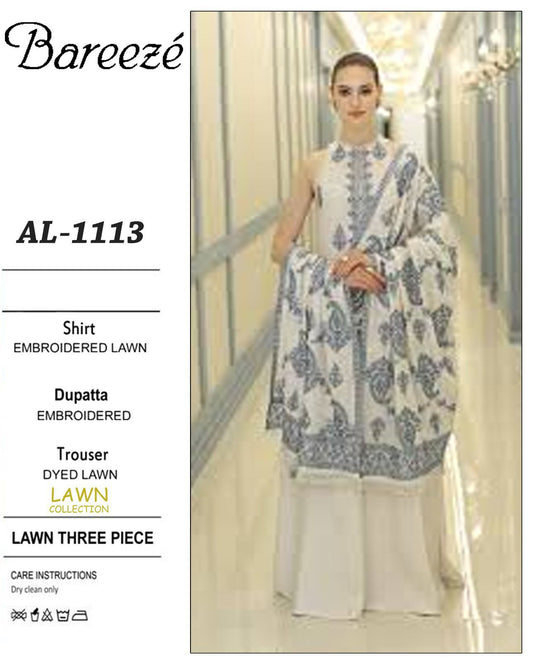 Emb 3PC Lawn Summer Dress With Chiffon EMB Dupatta -AL113