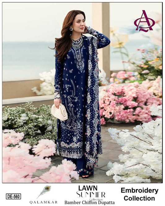 Emb 3PC Lawn Summer Dress With Chiffon EMB Dupatta -AL560