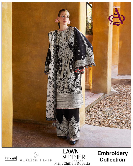 Emb 3PC Lawn Summer Dress WITH SOFT SILK PRINTED DUPATTA DE-526