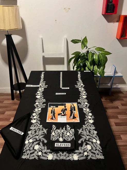 Embroidered 2Pc Dhanak Unstitched Winter Dress With EMB Patches -w75