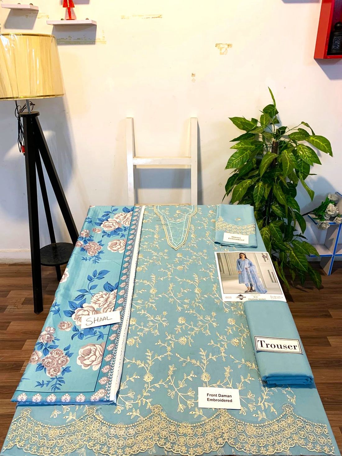 Fully EMB 3PC Dhanak Unstitched Winter Dress With EMB Shawl - RC107